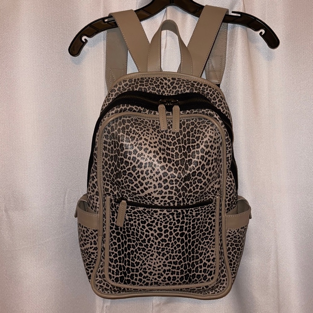 Marc Jacobs leather leopard print backpack